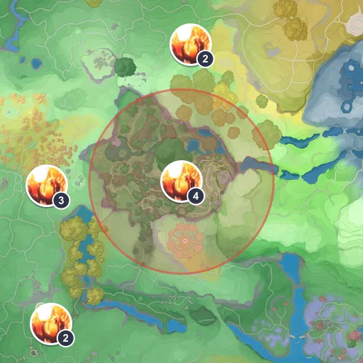 Approximate spawn area of Flamerion on the Breezy Plains map