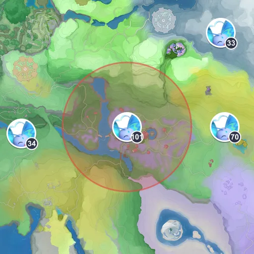 Approximate spawn area of Flutternym on the Breezy Plains map