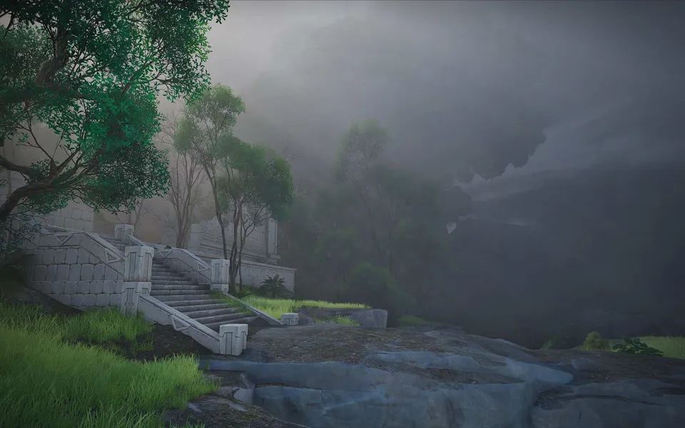 Official scene art of Mistwoods, a region of Idyll in Aniimo