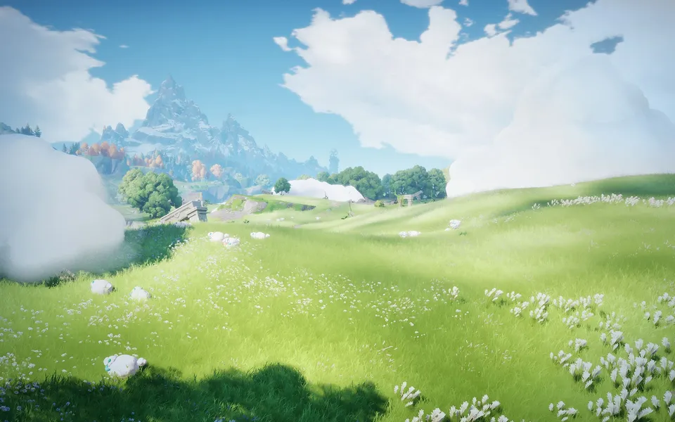 Official scene art of Nimbus Fields, a region of Idyll in Aniimo