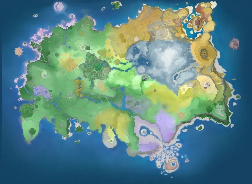 Breezy Plains map with all 29 Nurture leyline-flower spots pinned